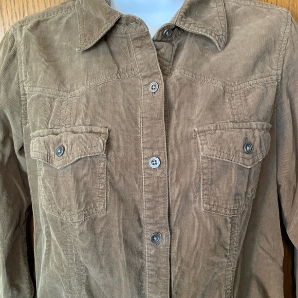 Sonoma Woman’s Brown Corduroy Button Down Shirt- Size S - Picture 3 of 10